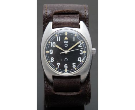 Cabot Watch Company (CWC) W10 gentleman's military wristwatch with luminous hands and hour markers, Arabic numerals, railroad