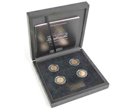 The London Mint Office 'Gold Sovereign Landmarks Collection - Four portrait set' comprising four QEII proof gold full soverei