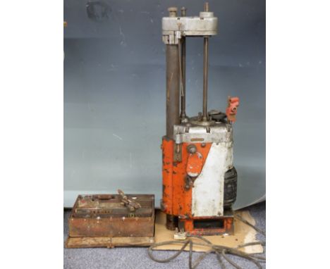 Whatton &amp; Son Ltd, Wolverhampton portable cylinder boring bar with tools in box including micrometer, overall height 90cm