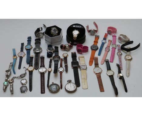 Thirty-eight wrist and pocket watches including Tissot gentleman's chronograph diver's watch ref. S 462/562, Casio Baby-G, Sw