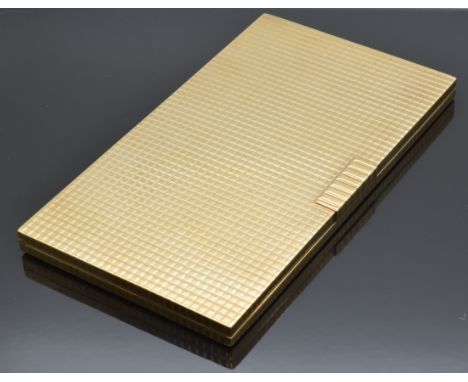 A 9ct gold cigarette case with engine turned chequered decoration, Birmingham 1949, maker Adie Brothers, 210.7g