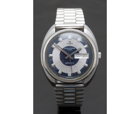 Jaeger LeCoultre Club gentleman's automatic wristwatch ref. E0300405 with day and date aperture, bevelled stainless steel han