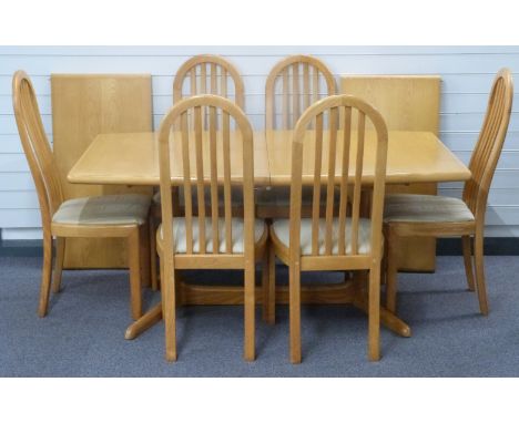 Skovby retro light elm or similar extending dining table with two extra leaves, size when extended L264&nbsp;x W100 x H74cm, 