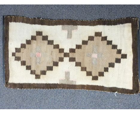 North American First Nation rug with geometric brown design on a beige ground, 95 x 52cm&nbsp;