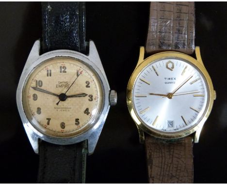 Two gentleman's wristwatches, a Smiths Empire military style with luminous hands and Arabic numerals and Timex quartz with da