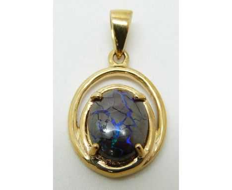 A 9ct gold pendant set with a 1.6ct boulder opal, 2g&nbsp;