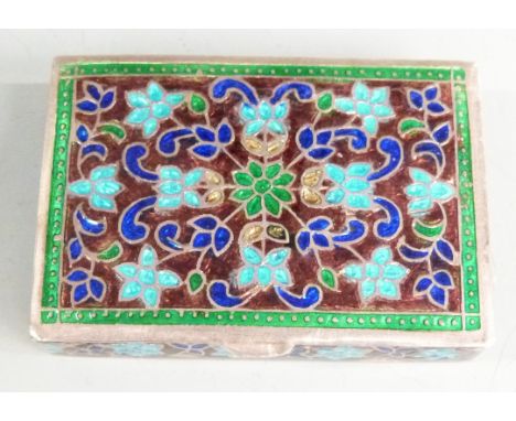 White metal and enamel decorated trinket box, marked 925 to base, width 6cm