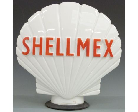 Shellmex vintage glass petrol globe marked to base Webb's Crystal Glass Co. Ltd London, Property of Shell-mex and BP Ltd retu