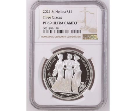 UNITED KINGDOM. ST. HELENA. Elizabeth II, 1952-2022. Silver one pound, 2021. Proof. Commissioned and produced by the East Ind