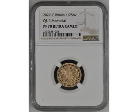UNITED KINGDOM. Charles III, 2022-. Gold half-sovereign, 2022. Royal Mint. Proof. Issued as the first sovereign for King Char