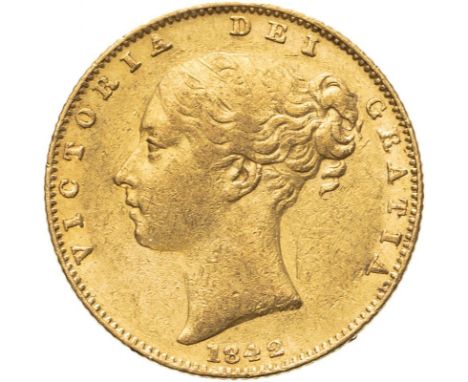 UNITED KINGDOM. Victoria, 1837-1901. Gold sovereign, 1842. London. Closed 2. First young head of Victoria facing left, hair t