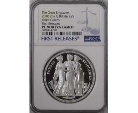 UNITED KINGDOM. Elizabeth II, 1952-2022. Silver 5 pounds, 2020. Royal Mint. Proof. The second issue from the Great Engravers 