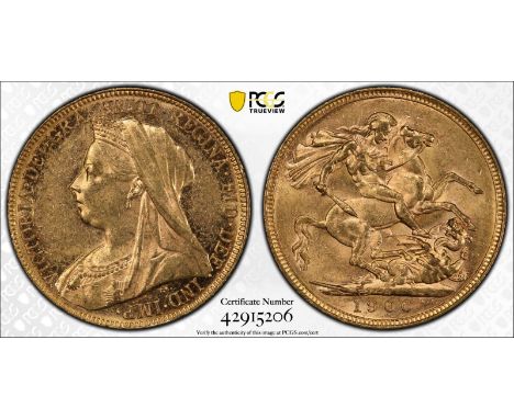 AUSTRALIA. Victoria, 1837-1901. Gold sovereign, 1900 M. Melbourne. Old, veiled bust left, T.B. below; VICTORIA · GRA · BRITT 