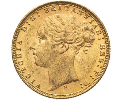 AUSTRALIA. Victoria, 1837-1901. Gold sovereign, 1876 M. Melbourne. St George. Young head left, WW buried in truncation; mintm