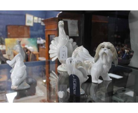 LLADRO DOG FIGUREStogether with two Nao ducks, Lladro duck and Rex bird (5)