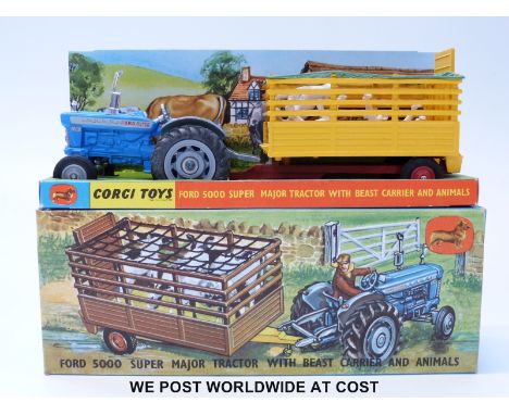 Corgi Toys diecast model Gift Set No.1 Ford 5000 Super Major with beast carrier and animals, in original box with picture dis