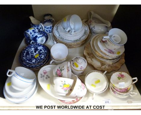 A large collection of Copeland Spode part tea sets, patterns including Spode Billingsley Rose Spray and early Blue Colonel pa