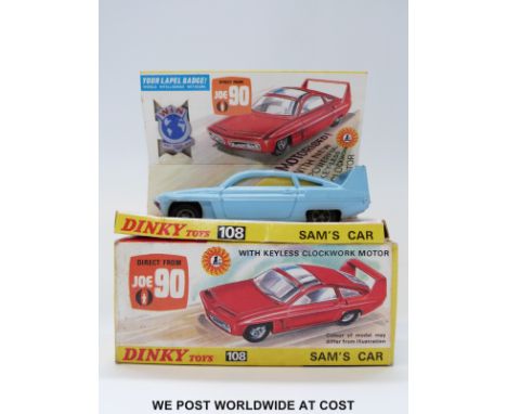 Dinky Toys diecast model Joe 90 Sam's Car, 108, with pale powder blue body lemon interior and red engine cover, in original b