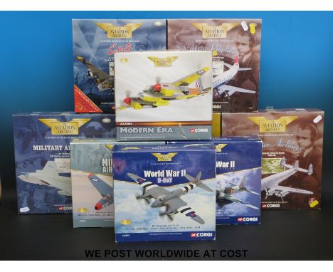 Nine Corgi The Aviation Archive diecast model aeroplanes, all in original boxes