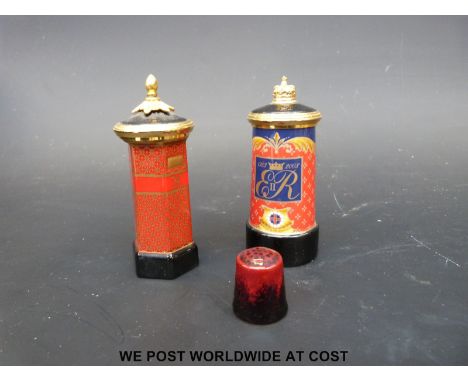 Two Royal Worcester pots in the form of letter boxes, one to commemorate the Queen's Jubilee
