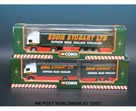 Two Corgi Eddie Stobart diecast models, Express Road Haulage 59516 and ERF Curtainside Trailer 59502