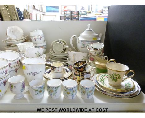 A large quantity of florally decorated tea ware including Hammersley, Gratton 'Malvern', Aynsley etc