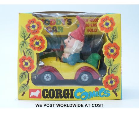 Corgi Comics Noddy's car, 801, with yellow and red car, dickey-seat, cast hubs, chrome bumpers, Noddy, Big Ears and grey face