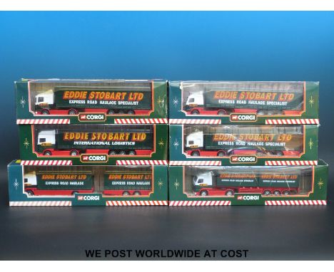 Six Corgi diecast model Eddie Stobart lorries, 59504, 59502, 59516, 59503, TY87010 and TY86705, all in original boxes 