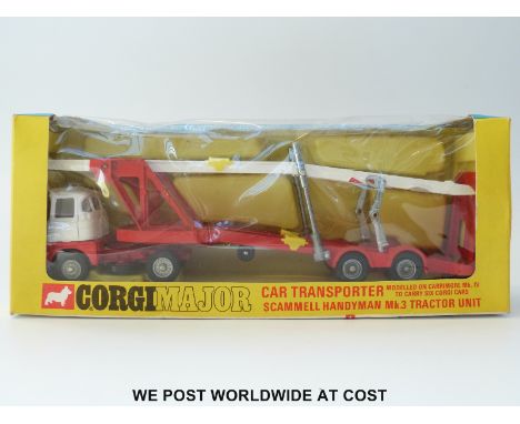 Corgi Major Toys diecast model Car Transporter Scammell Handyman Mk.3 Tractor Unit, 1148, with red and white body and yellow 