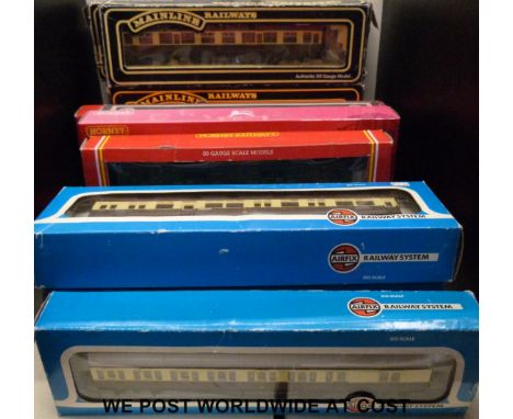 Eighteen Hornby, Airfix, Mainline, Bachmann and Dapol 00 gauge carriages, all in original boxes