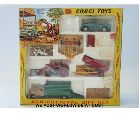 Corgi Toys diecast model Gift Set No.5 Agricultural set with Massey Ferguson 165 Tractor, Tandem Disc Harrow, Farm Tipper Tra