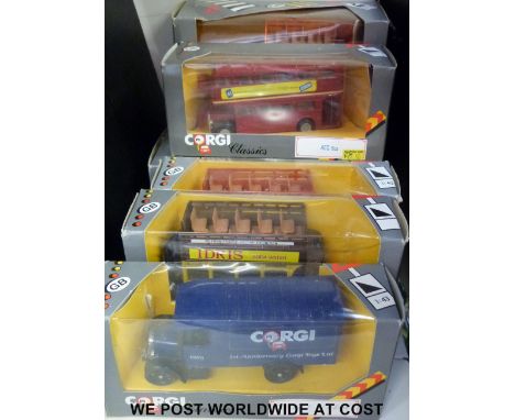 Seven Corgi Classics diecast model buses and lorries, all in original boxes 