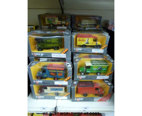 Thirty-one Corgi Classics diecast model buses, coaches and delivery lorries, all in original boxes