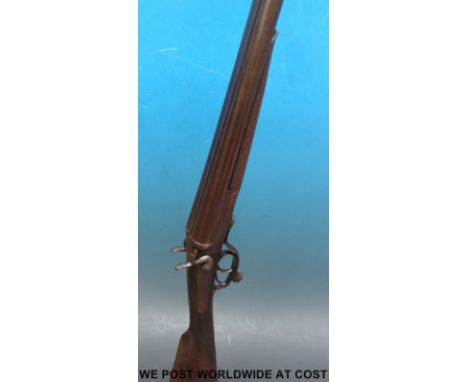 Arthur Chamberlain, Stepton Mallett 12 bore double barrelled side by side hammer action shotgun, with rotary underlever, cheq