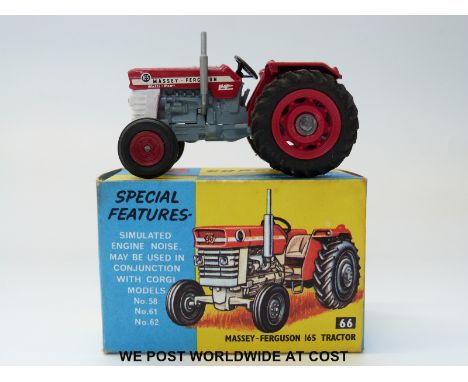 Corgi Toys diecast model Massey-Ferguson 165 Tractor, 66, with red white and grey body, in original box