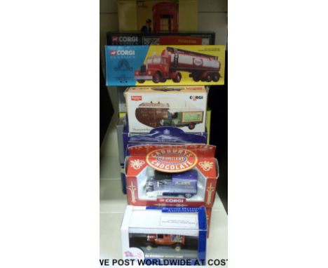 Eighteen Corgi diecast models of commercial vehicles and vehicle sets including Royal Worcester Vans, The Connoisseur Collect