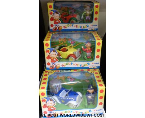 Six Corgi Noddy in Toyland diecast model figure and car sets, all in original boxes.