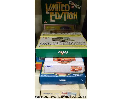 Twelve Corgi diecast model buses and bus sets, some limited editions, all in original boxes