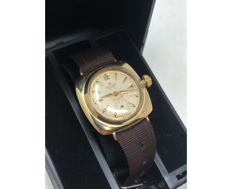 A large gent's gold vintage Rolex Oyster Precision cushion-shaped wristwatch CONDITION REPORT: In going order. 