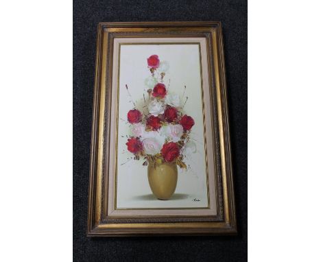 A gilt framed oil on canvas, Still life with roses 