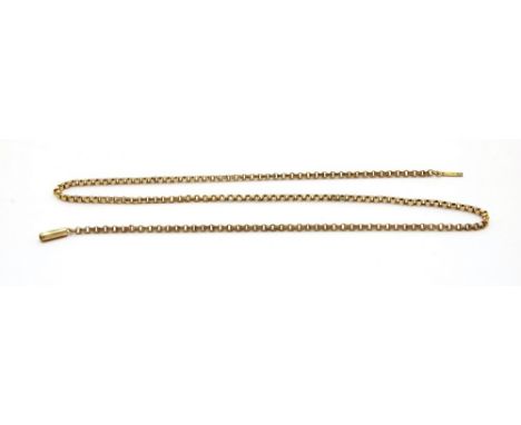 A gold hollow belcher chain, with rolled gold clasp (chain tests as approximately 9ct), 4.32g