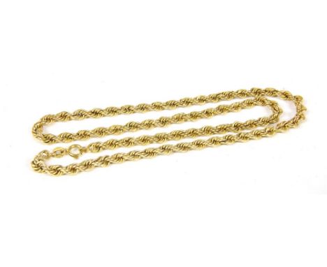 A 9ct gold rope chain necklace, 12.12g