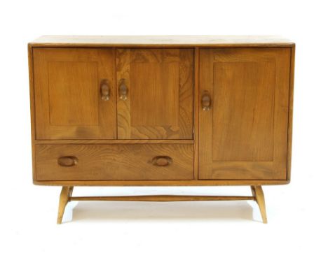 An Ercol 'golden dawn' sideboard , 115cm wide, 49cm deep, 81cm high