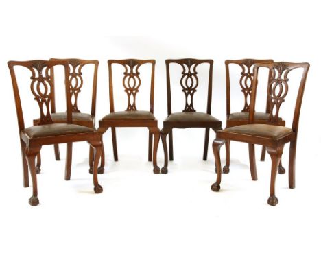 A set of six mahogany Chippendale style dining chairs