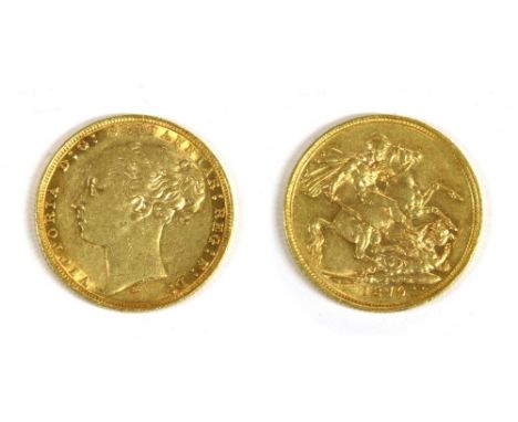 Coins, Australia, Victoria (1837-1901), Sovereign, 1879, with M on ground for Melbourne Mint (S.3857)