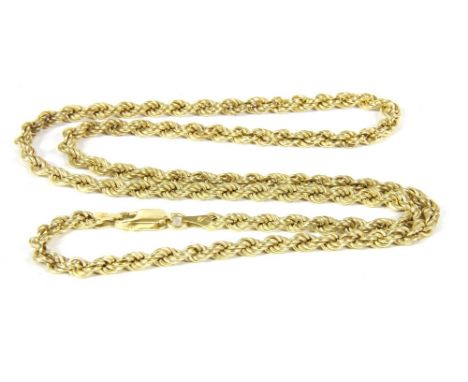A 9ct gold rope chain necklace, 8.81g