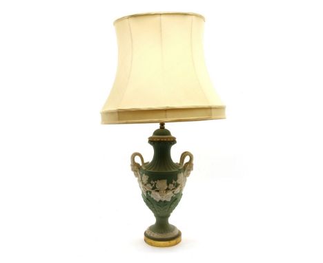 A Wedgwood Jasperware table lamp with shade