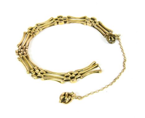 A three row gate link bracelet, a polished bar between two waisted bars, ( replacement jump ring and clasp deficient, links d