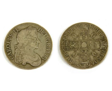 Coins, Great Britain, Charles II (1662-1685), Crown, 1679, third dr. bust r., T. PRIMO (S. 3358) F