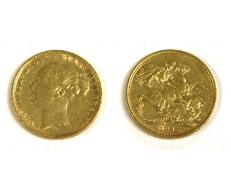 Coins, Australia, Victoria (1837 - 1901), Sovereign, 1878, M on ground for Melbourne Mint